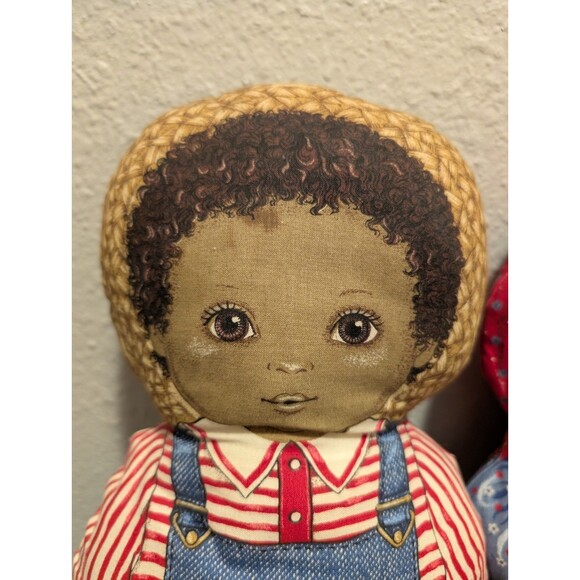 Vintage Cranston Print Works Cut & Sew Cloth Dolls Farmer Boy & Girl Pair 1970s - Picture 2 of 8